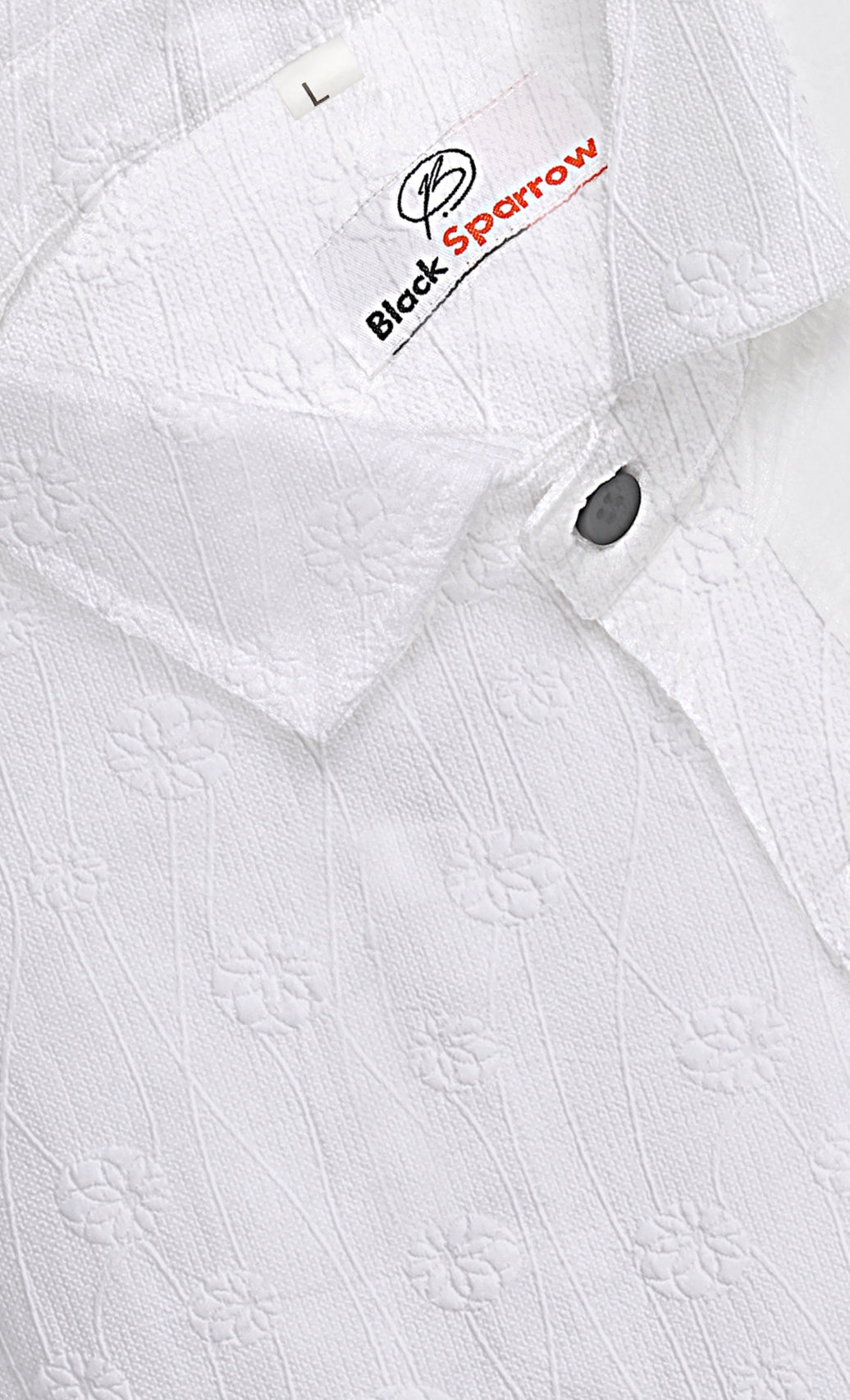 Lupine Jacquard White Shirt for Men | Modern Smart-Casual Button-Down Stretch Lycra Top