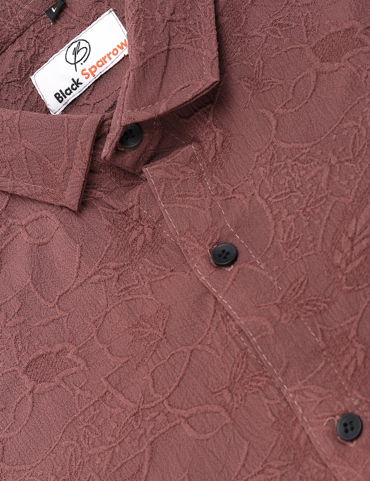Abstract Jacquard Burgundy Shirt for Men | Modern Smart-Casual Button-Down Stretch Lycra Top