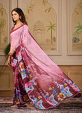KHUSHI Georgette Digital Floral Printed Saree - Maroon