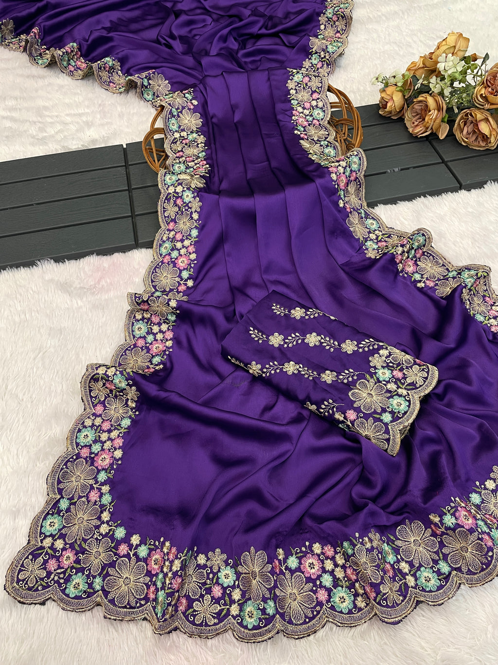 KHUSHI Georgette Digital Floral Printed Saree - Jamli