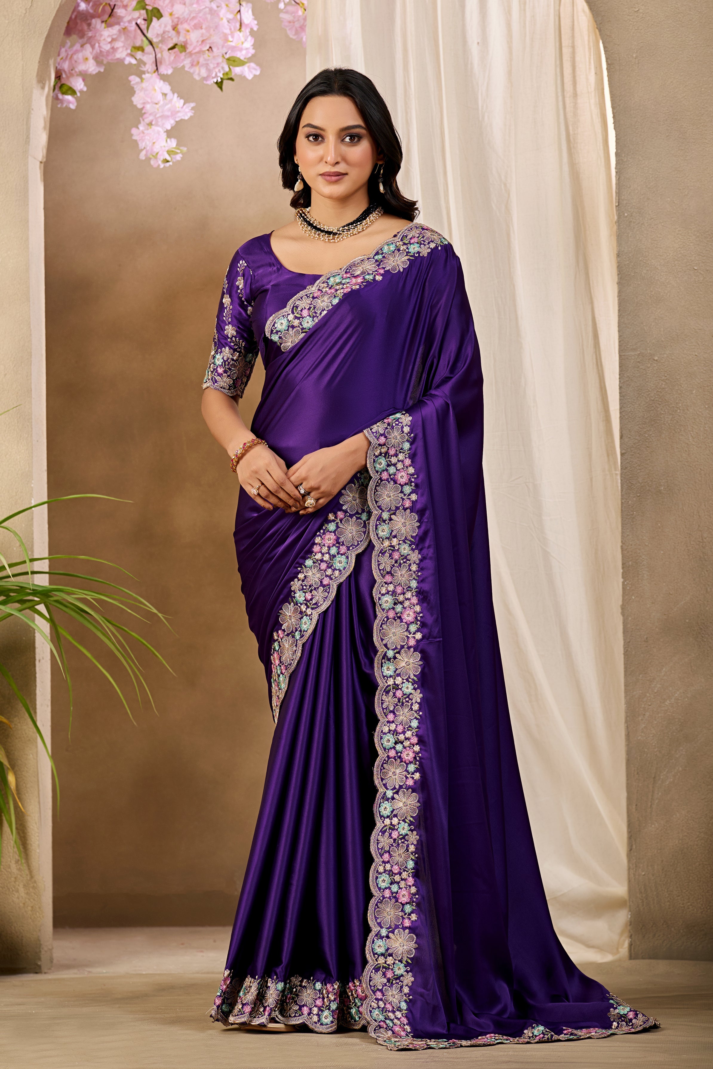 KHUSHI Georgette Digital Floral Printed Saree - Jamli