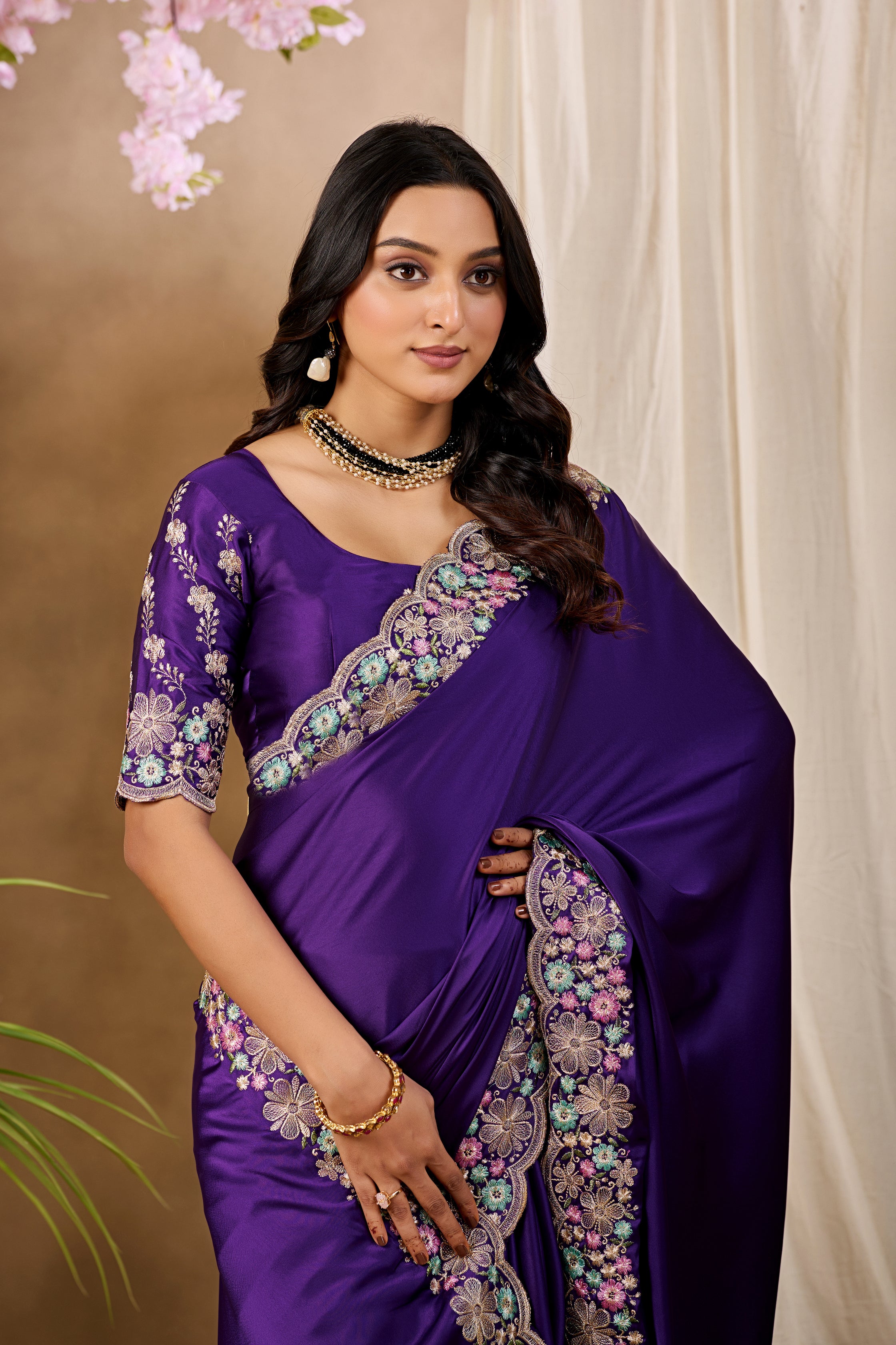 KHUSHI Georgette Digital Floral Printed Saree - Jamli