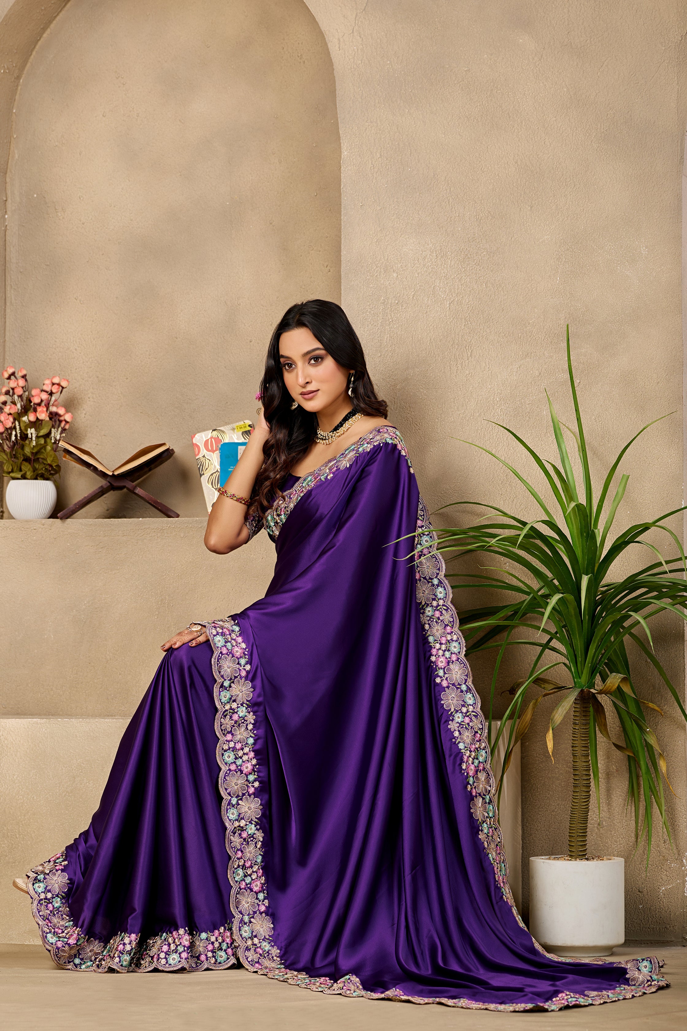 KHUSHI Georgette Digital Floral Printed Saree - Jamli