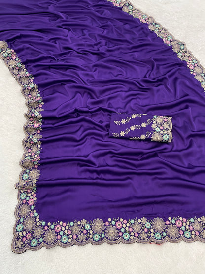 KHUSHI Georgette Digital Floral Printed Saree - Jamli