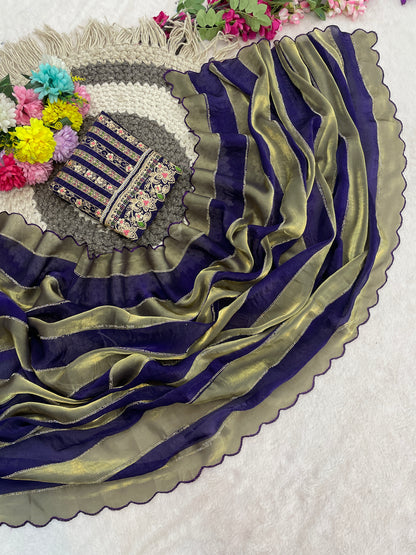 NAYANTARA Satin Embellished Embroidered Saree - Jamli