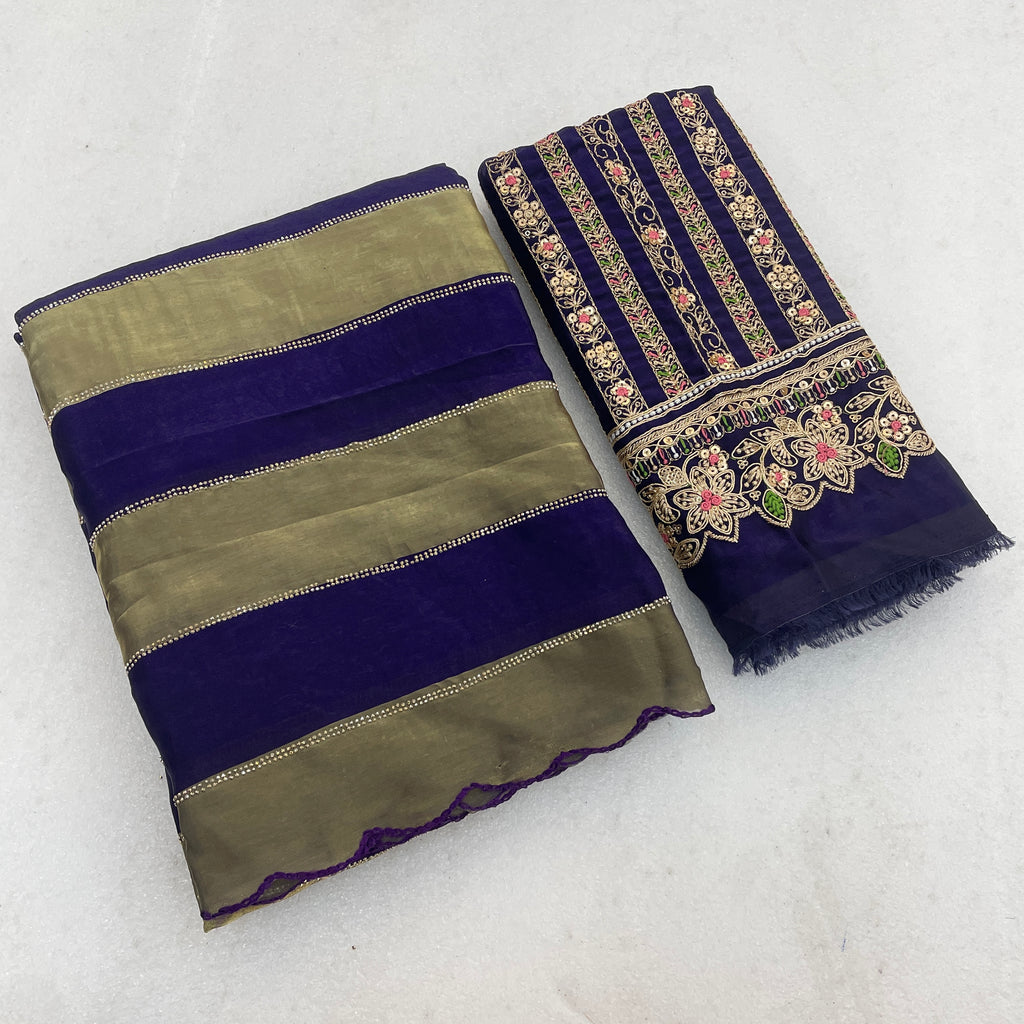 NAYANTARA Satin Embellished Embroidered Saree - Jamli
