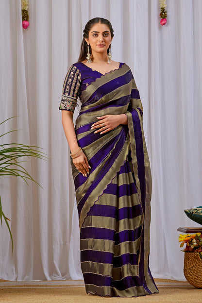 NAYANTARA Satin Embellished Embroidered Saree - Jamli