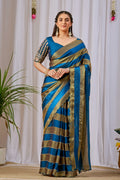 NAYANTARA Satin Embellished Embroidered Saree - Mor Peach