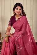NIHARIKA Georgette Embellished Embroidered Saree - Dusty Gajri