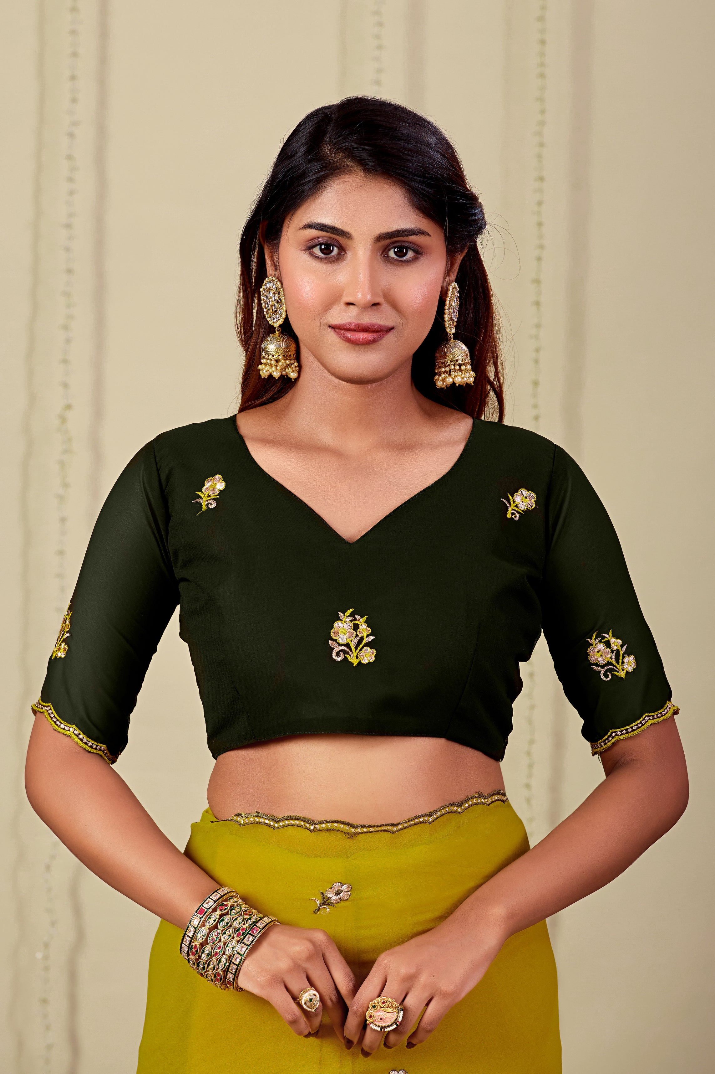 NIHARIKA Georgette Embellished Embroidered Saree - Dusty Yellow