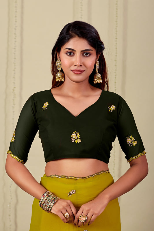 NIHARIKA Georgette Embellished Embroidered Saree - Dusty Yellow