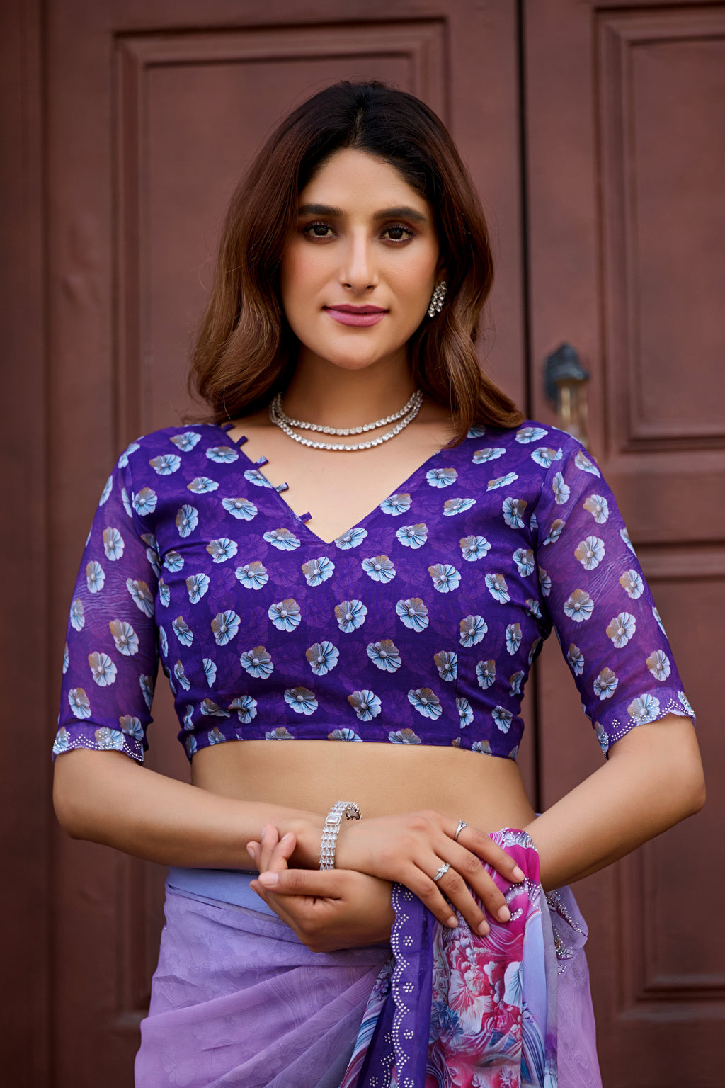 NIRALI Georgette Digital Floral Printed Saree - Jamli