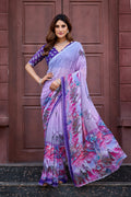 NIRALI Georgette Digital Floral Printed Saree - Jamli
