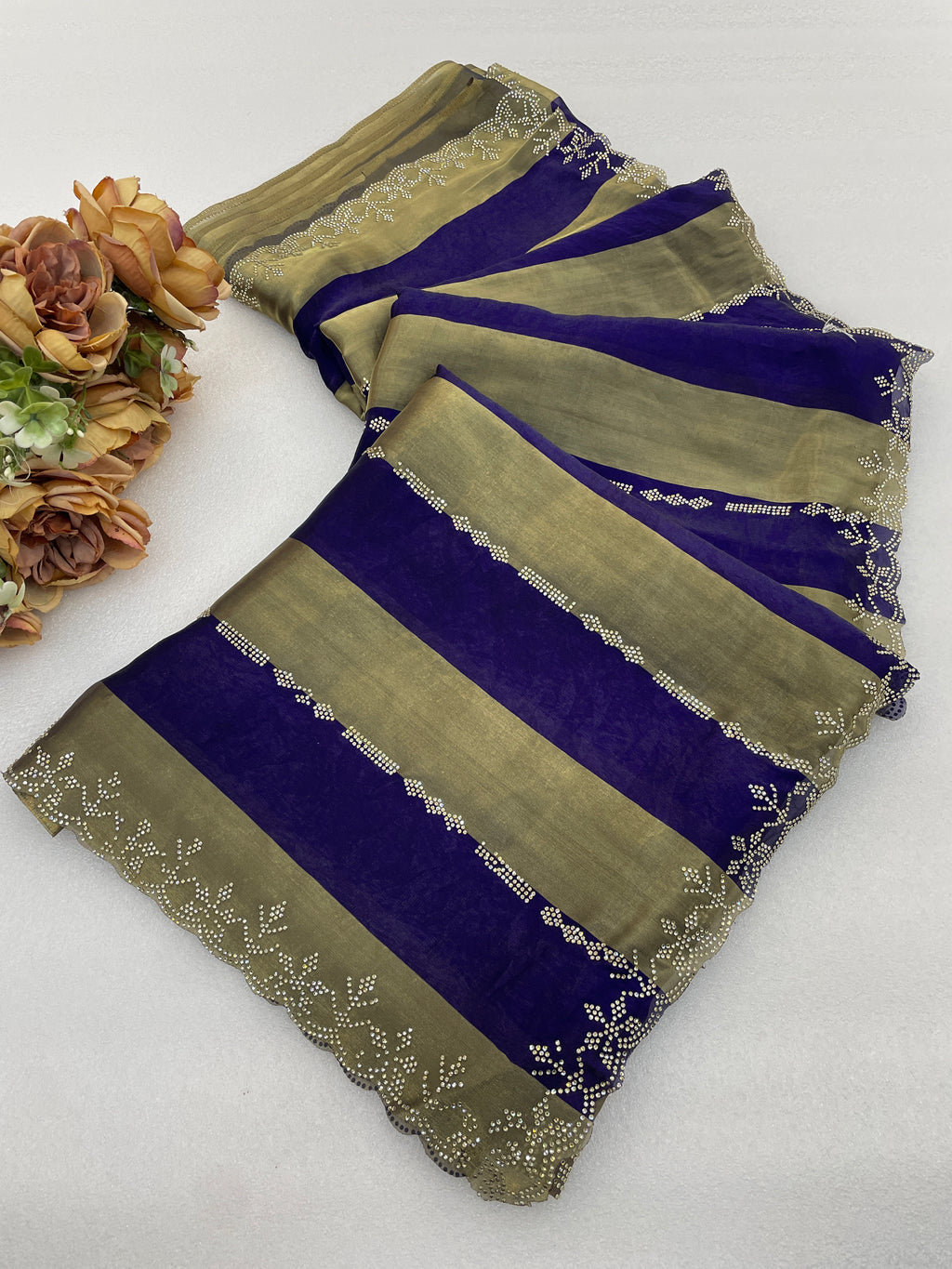 SANCHITA Satin Embellished Embroidered Saree - Jamli