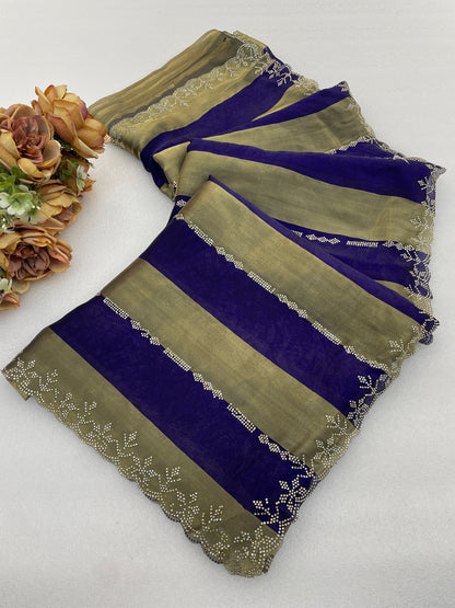 SANCHITA Satin Embellished Embroidered Saree - Jamli