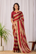 SANCHITA Satin Embellished Embroidered Saree - Maroon