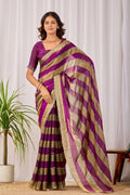 SANCHITA Satin Embellished Embroidered Saree - Wine