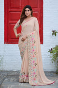 SHIKHA Georgette Embellished Embroidered Saree - Light Yellow