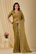 SHLOKA Chiffon Mirror Work Saree - Light Mustard