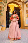 Vichitra Silk Anarkali Dress with Zari Weaving Work