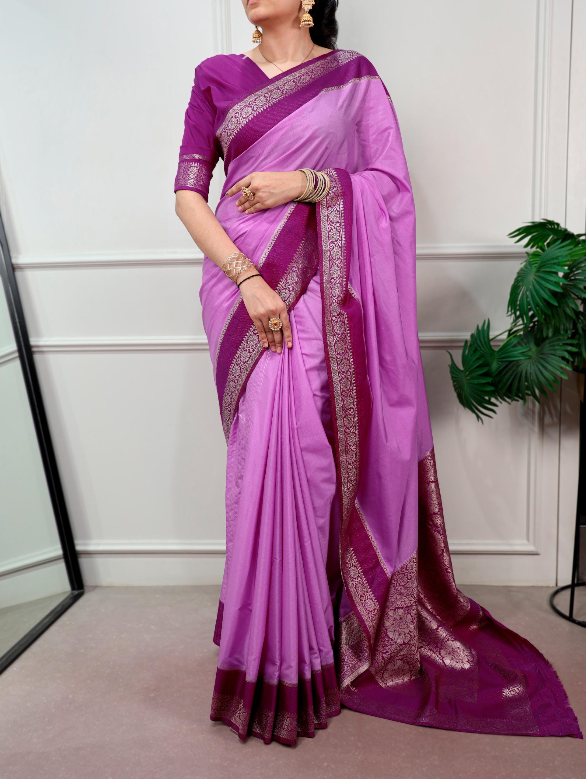 Mysore Crepe Silk Saree with Zari Weaving