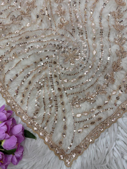 White & Black Soft Net Saree with Beadwork & Cutwork Border