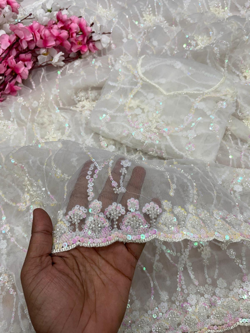 Soft Net Saree with Full Embroidery Border