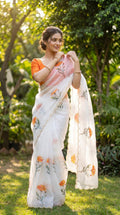 Soft Taby Silk Saree with Floral Print & Katdana Border