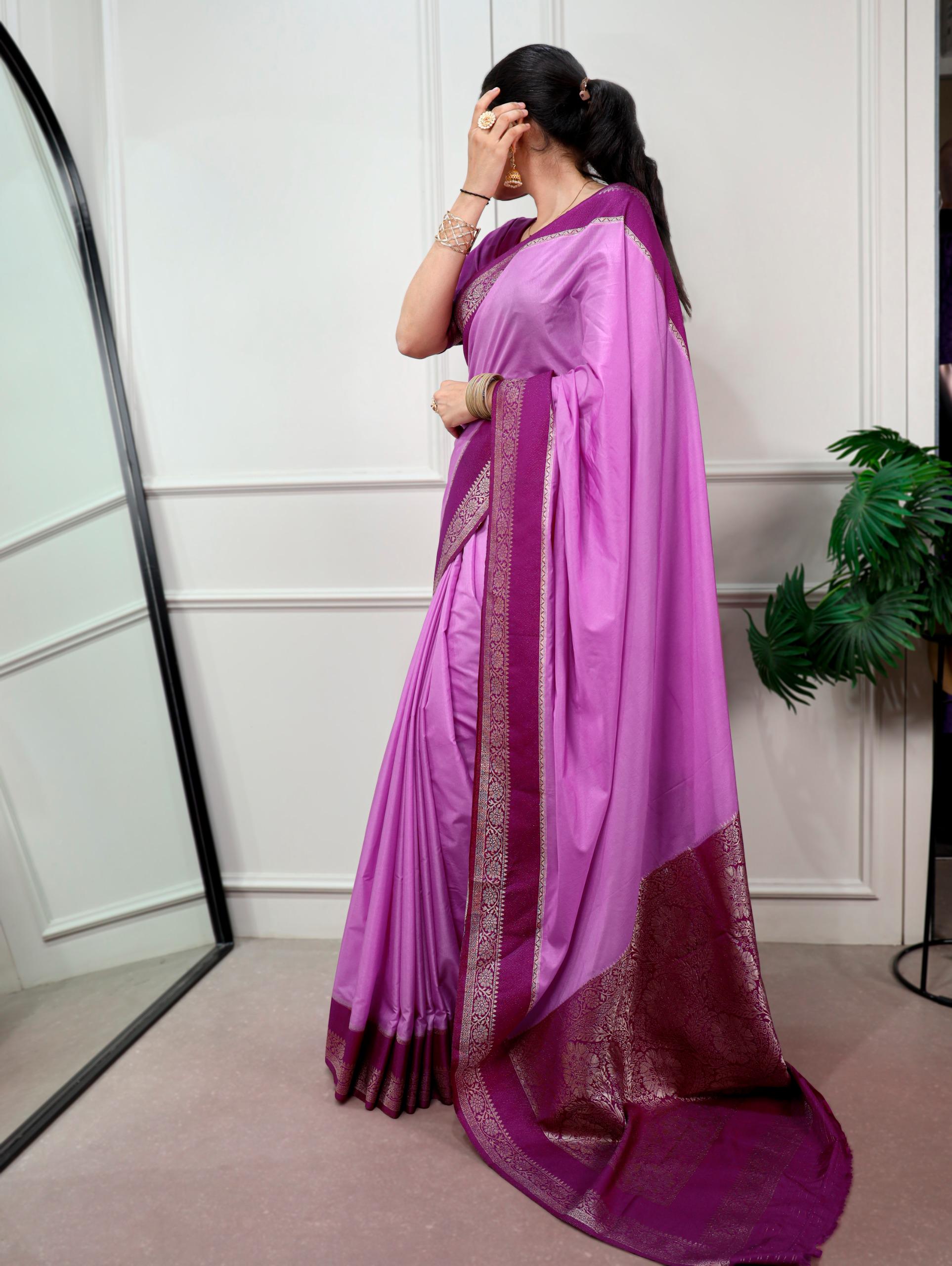 Mysore Crepe Silk Saree with Zari Weaving