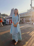 Designer Firozi Blue Embroidered Salwar Set with Dupatta | Wedding Party Wear Custom Stitched
