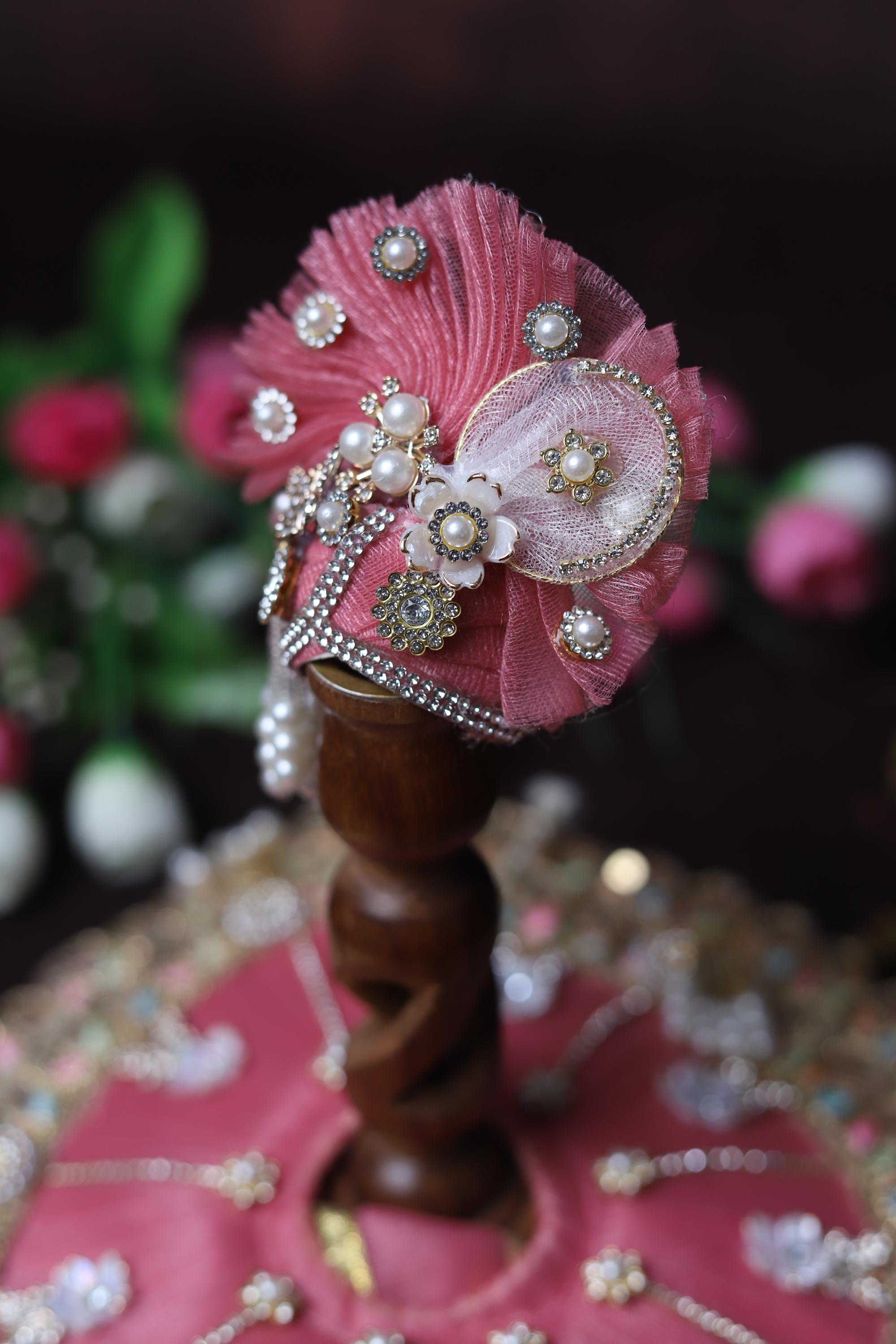 Pink Laddu Gopal Dress with Pearl Work | Heavy Designer Bal Gopal Festive Poshak Handcrafted Pink Laddu Gopal Poshak
