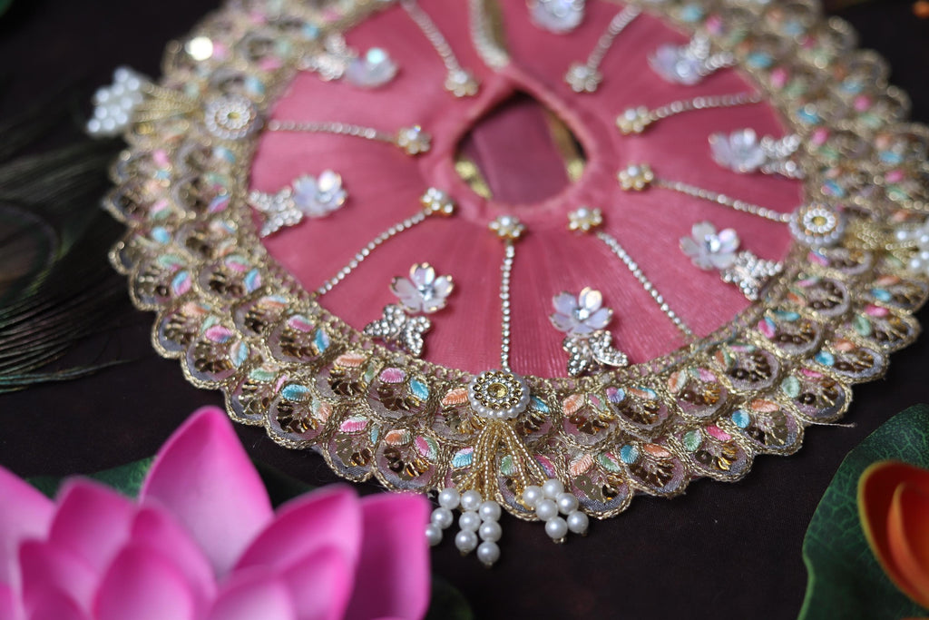 Pink Laddu Gopal Dress with Pearl Work | Heavy Designer Bal Gopal Festive Poshak Handcrafted Pink Laddu Gopal Poshak
