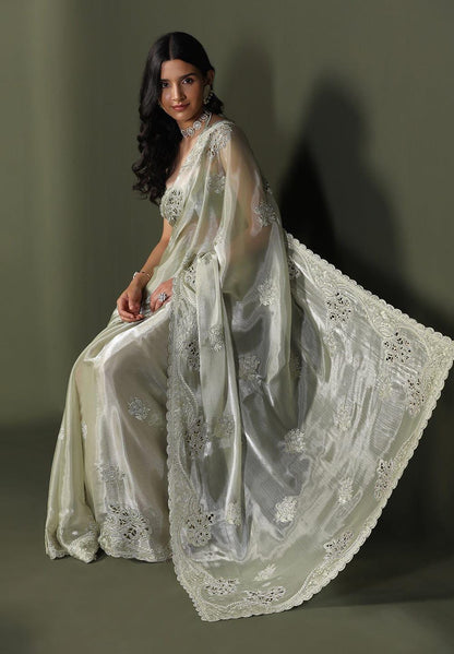 Gray Chiffon Silk Saree