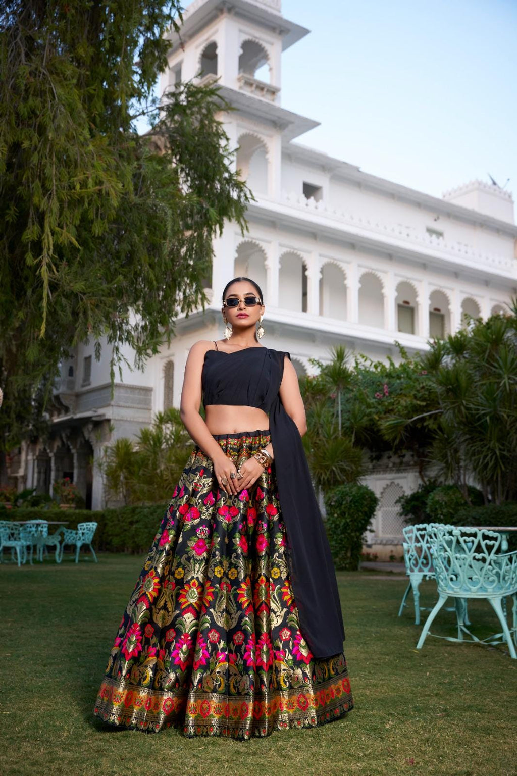 Banarasi Silk Lehenga with Georgette Blouse & Attached Dupatta