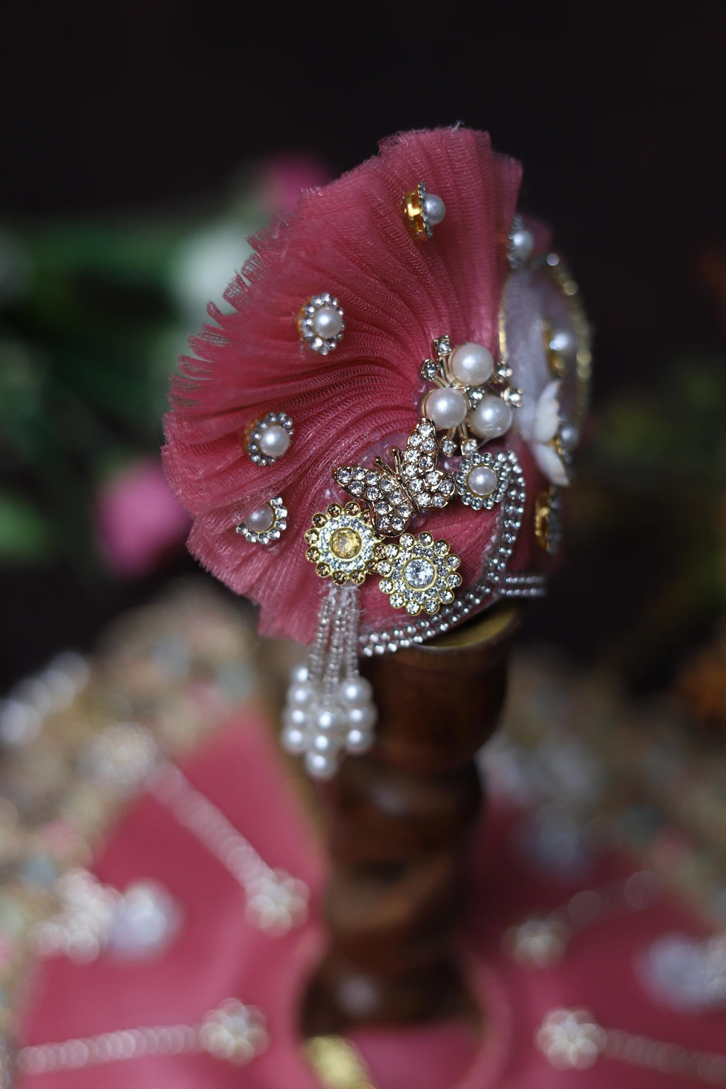 Pink Laddu Gopal Dress with Pearl Work | Heavy Designer Bal Gopal Festive Poshak Handcrafted Pink Laddu Gopal Poshak