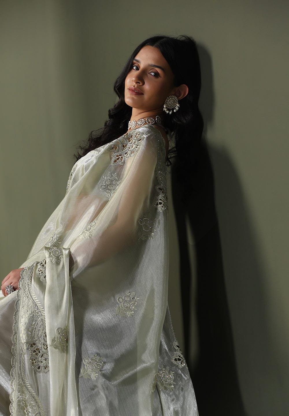 Gray Chiffon Silk Saree