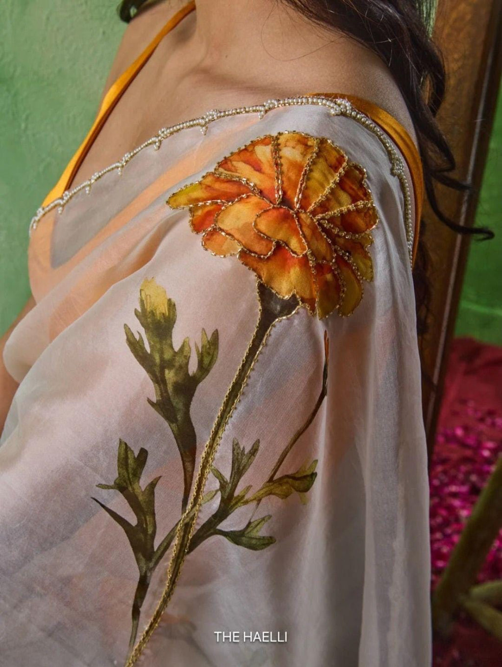 Soft Taby Silk Saree with Floral Print & Katdana Border
