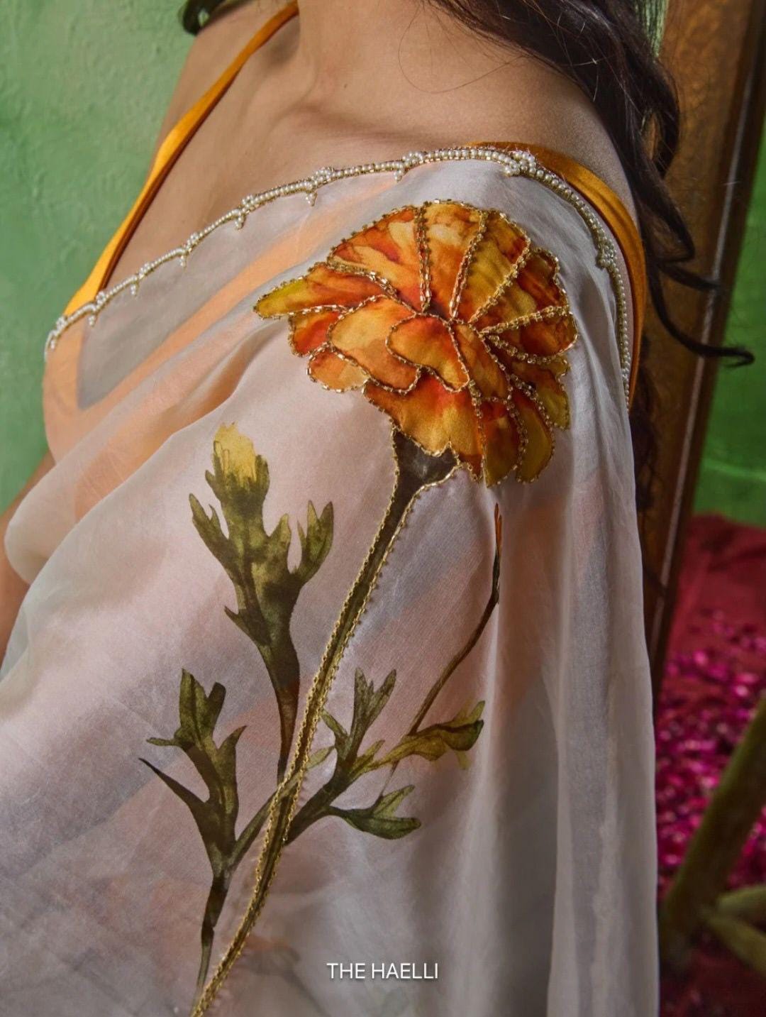 Soft Taby Silk Saree with Floral Print & Katdana Border