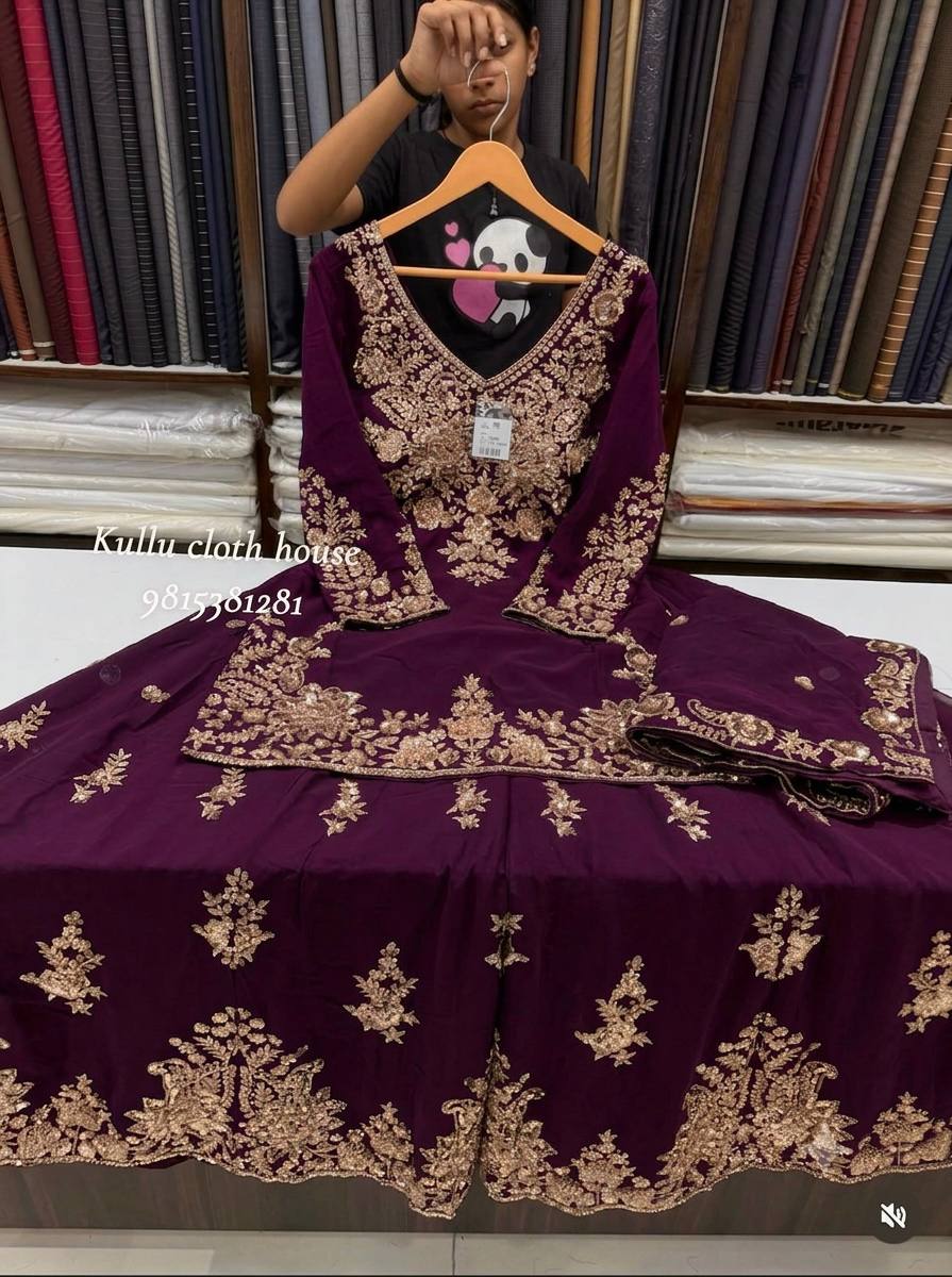 Designer Pure Fox Georgette Sequence Embroidery Work Top, Sharara & Dupatta Set