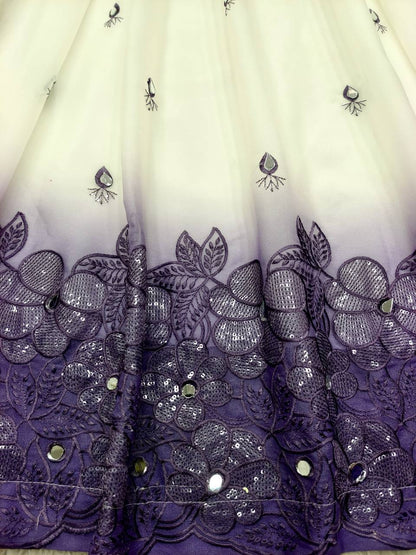 Designer Pure Two-Tone Star Georgette Sequence & Real Mirror Work Gown, Pant & Dupatta Set