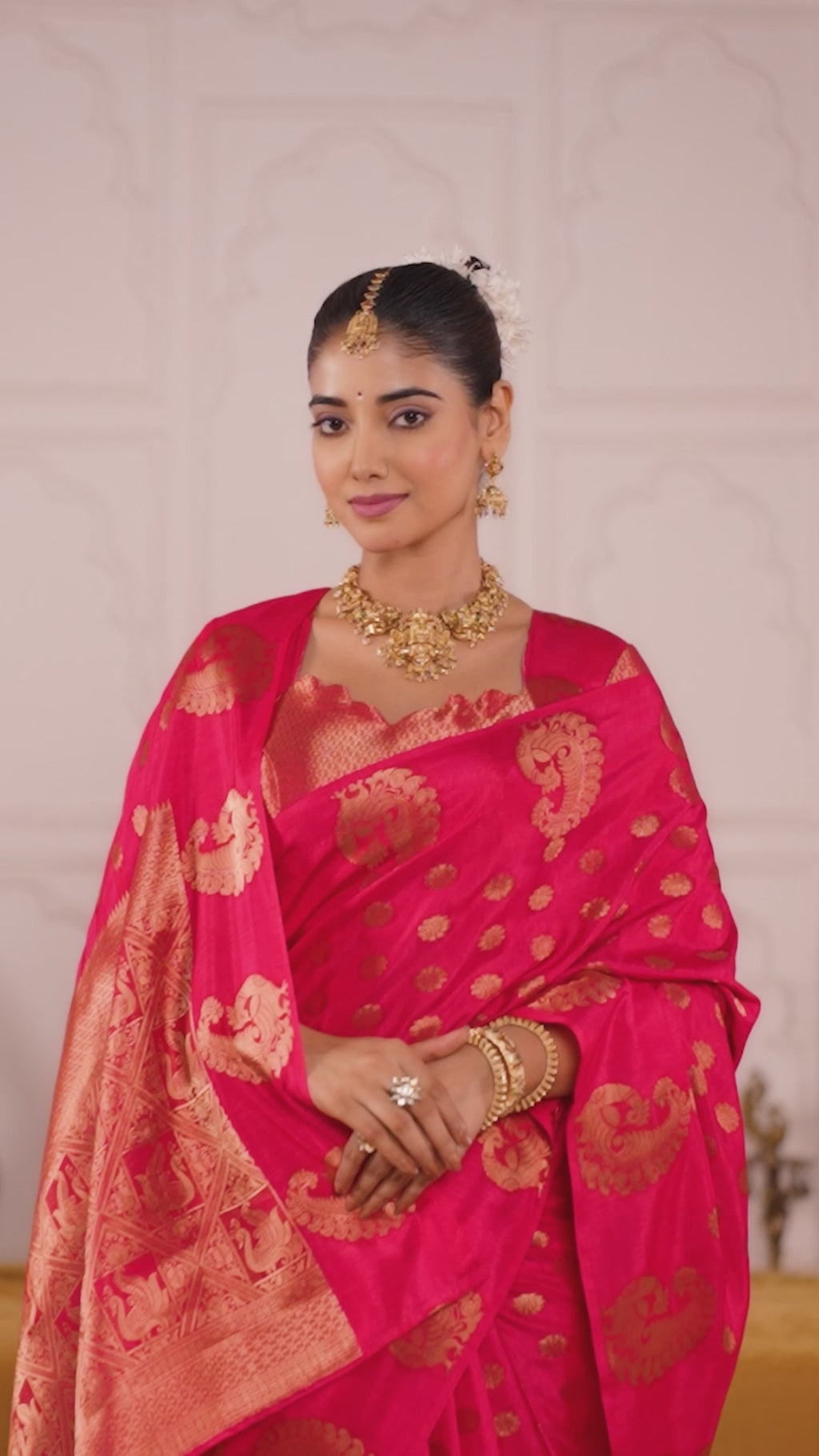 Purple Banarasi Silk Saree with Gold Zari Border